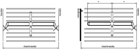 Roosterschuif 2 x rubber tot 200 cm