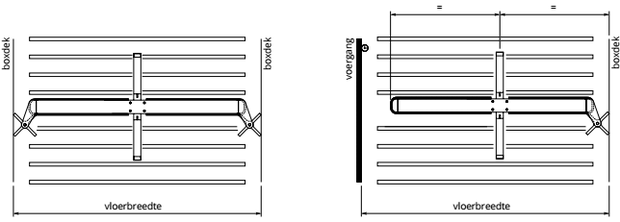 Roosterschuif 2 x rubber tot 200 cm